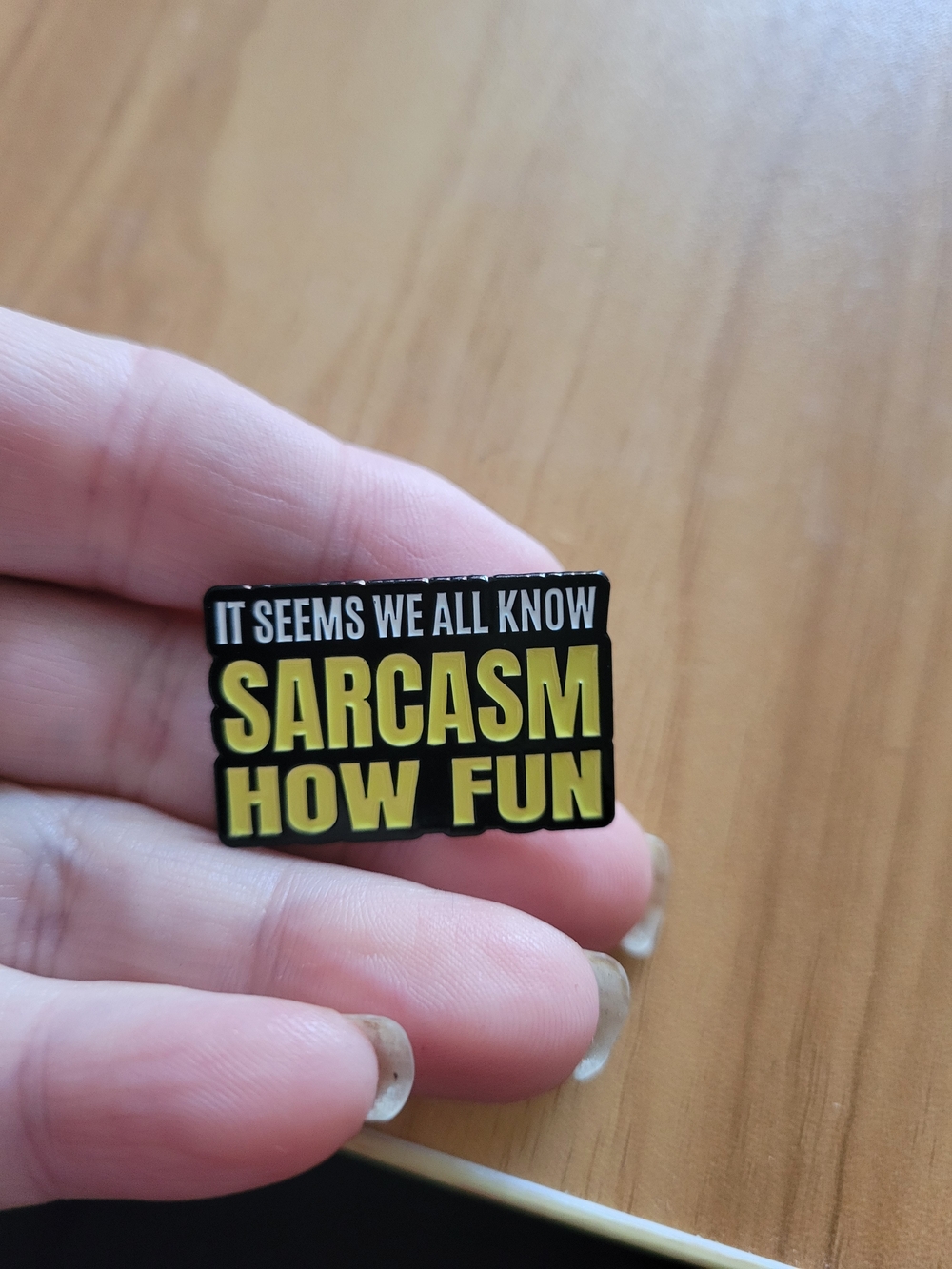 👻BUY 1 GET 1 FREE👻 Sarcasm How Fun Enamel Brooch - Yellow and Black
